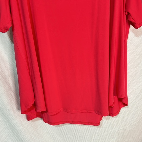 Grace 2x coral polyester spendex hi low hemline short sleeve slight scoop nwt - Picture 7 of 8